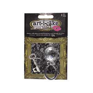 Art-I-Cake By Amy Labbe Key Charm And Large Glass Accent Faceted Ring Component